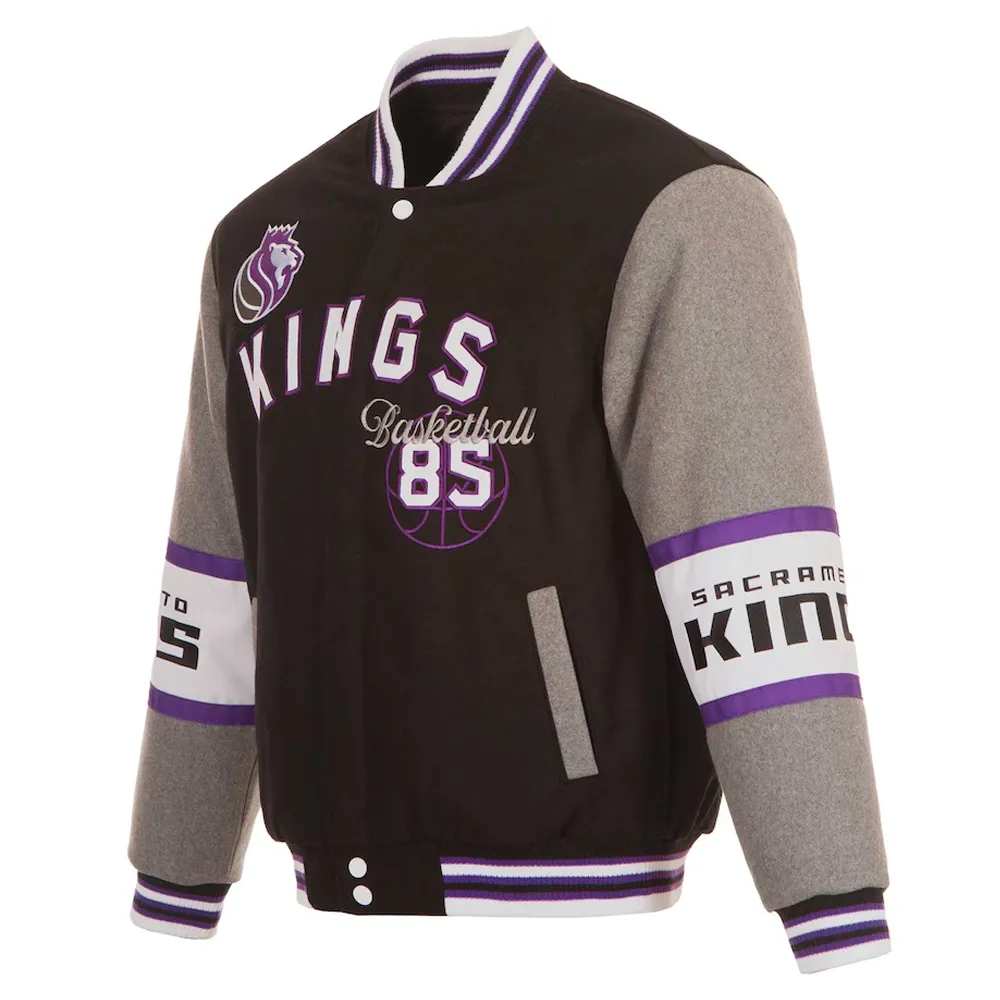 Sacramento Kings Black and Gray Varsity Wool Jacket Sacramento Kings Black and Gray Varsity Wool Jacket
