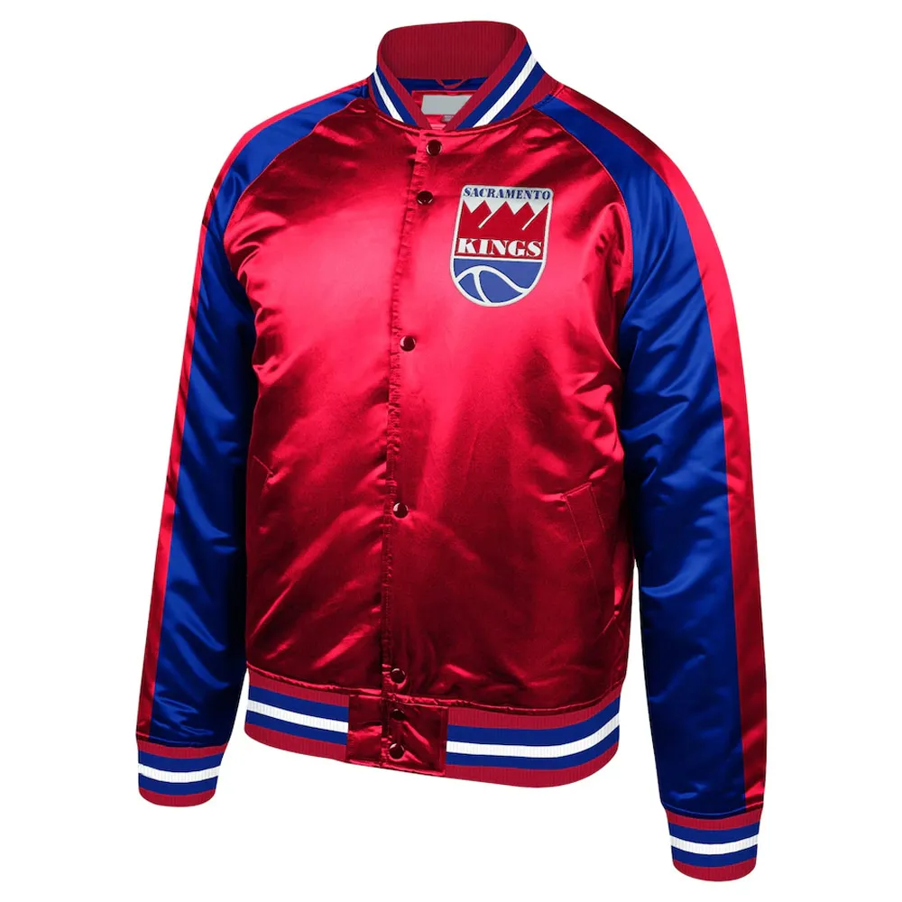 Sacramento Kings Colorblock Red and Blue Satin Jacket Sacramento Kings Colorblock Red and Blue Satin Jacket