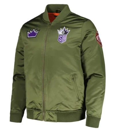 Sacramento Kings Green Bomber Satin Jacket