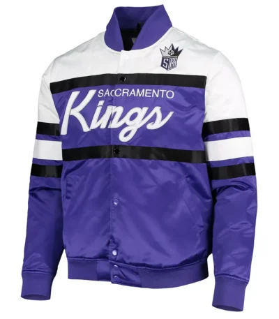 Sacramento Kings Hardwood Classics Script Purple Satin Jacket