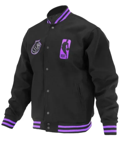 Sacramento Kings Logoman Shadow Black Varsity Jacket