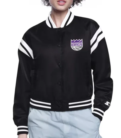 Sacramento Kings Printed Logo Varsity Satin Jacket
