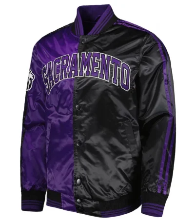 Sacramento Kings Purple-Black Fast Break Satin Jacket