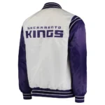 Sacramento Kings Renegade Purple and White Varsity Satin Jacket