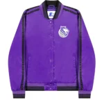 Sacramento Kings Striped Varsity Full-Snap Satin Jacket