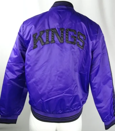 Sacramento Kings Striped Varsity Full-Snap Satin Jacket