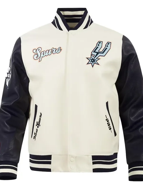 San Antonio Spurs 2024-25 City Edition Chenille Cream Varsity Jacket