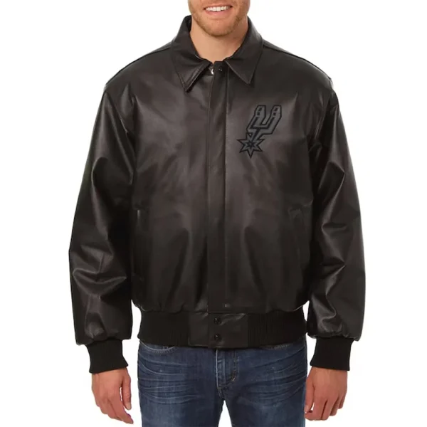San Antonio Spurs Black Tonal Leather Jacket