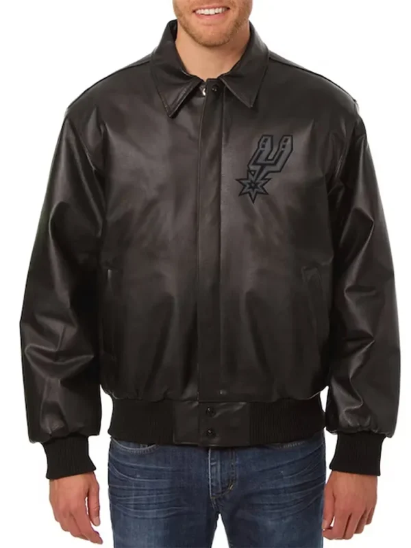 San Antonio Spurs Black Tonal Leather Jacket