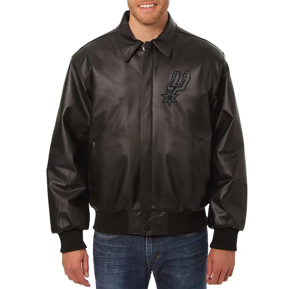 San Antonio Spurs Black Tonal Leather Jacket San Antonio Spurs Black Tonal Leather Jacket