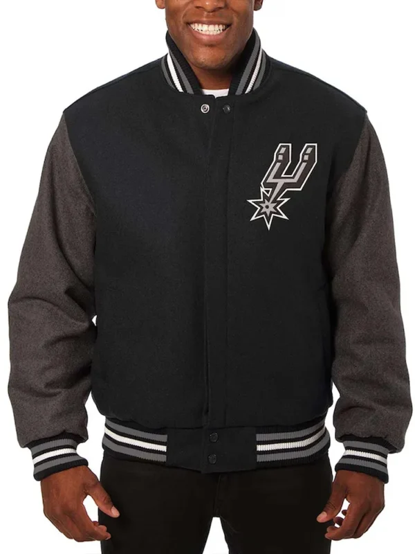 San Antonio Spurs Charcoal-Black Varsity Wool Jacket