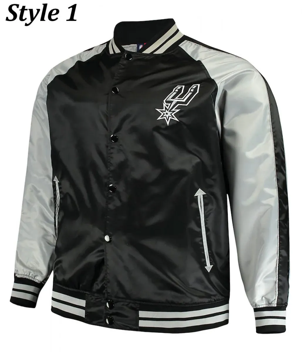 San Antonio Spurs Grey-Black Satin Jacket San Antonio Spurs Grey-Black Satin Jacket