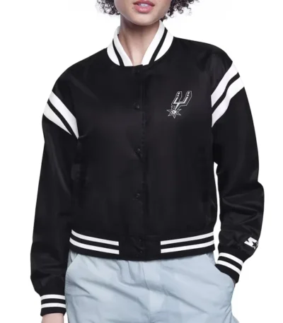 San Antonio Spurs Printed Logo Varsity Satin Jacket