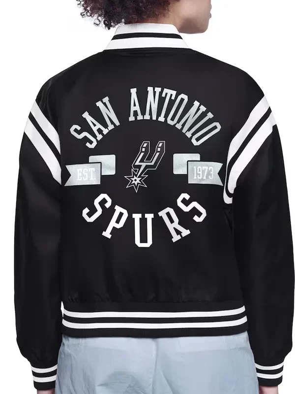 San Antonio Spurs Printed Logo Varsity Satin Jacket