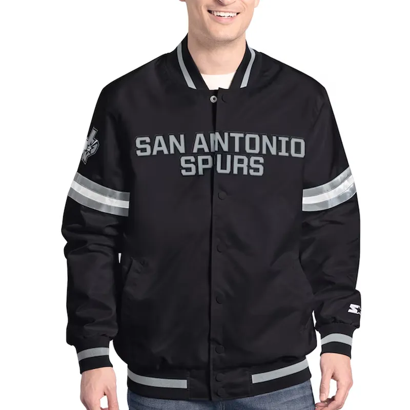 San Antonio Spurs Scout Varsity Satin Jacket San Antonio Spurs Scout Varsity Satin Jacket