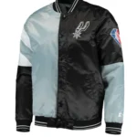 San Antonio Spurs Starter Satin Black and Grey Jacket