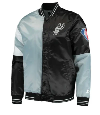 San Antonio Spurs Starter Satin Black and Grey Jacket