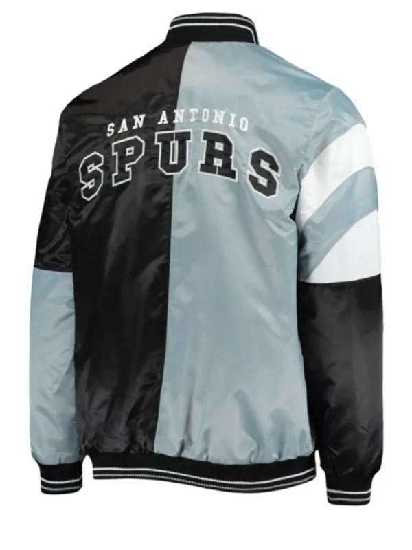 San Antonio Spurs Starter Satin Black and Grey Jacket