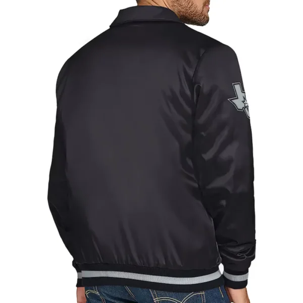 San Antonio Spurs Stitch Applique Black Satin Jacket