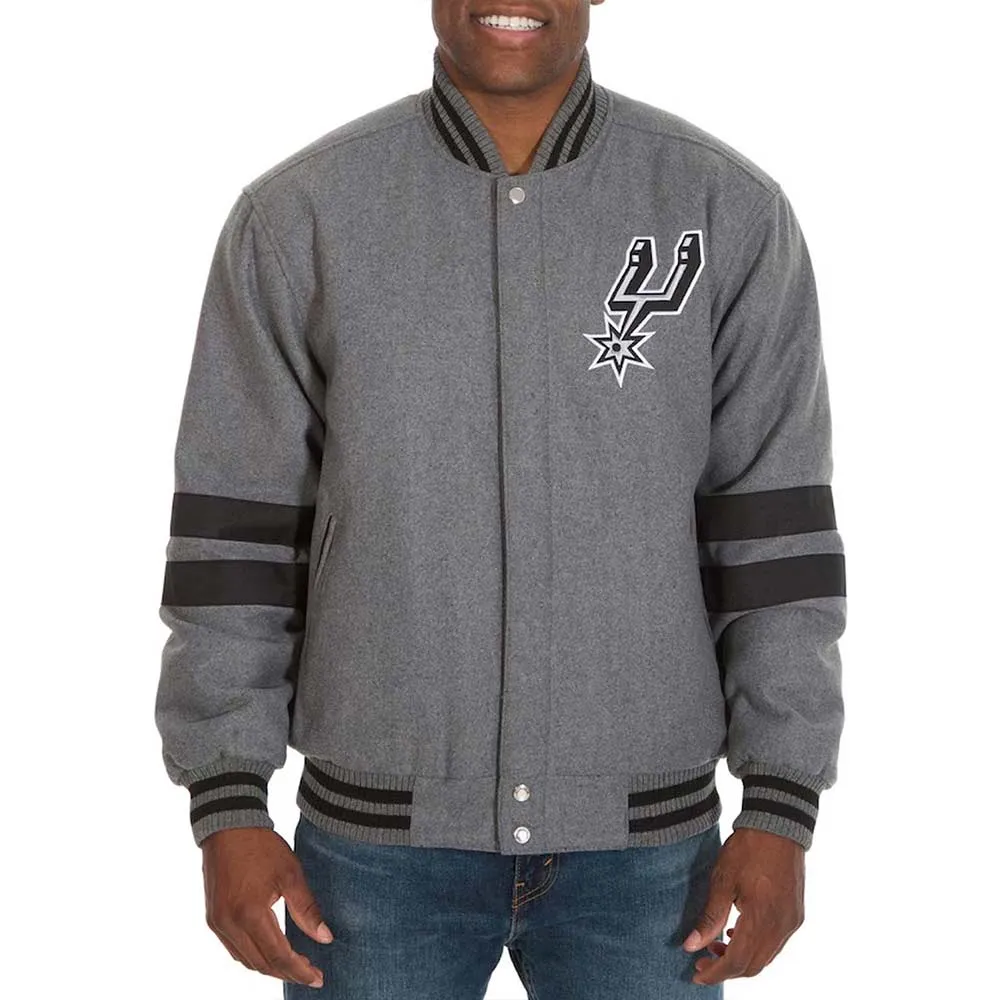 San Antonio Spurs Varsity Gray Wool Jacket San Antonio Spurs Varsity Gray Wool Jacket