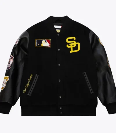 San Diego Padres Black Out Vintage Logo Varsity Jacket