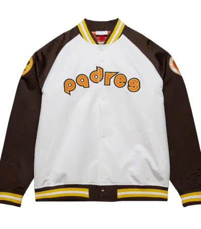 San Diego Padres Brown and White Lightweight Satin Jacket