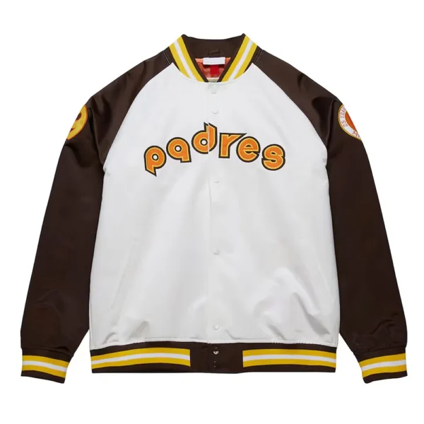 San Diego Padres Brown and White Lightweight Satin Jacket