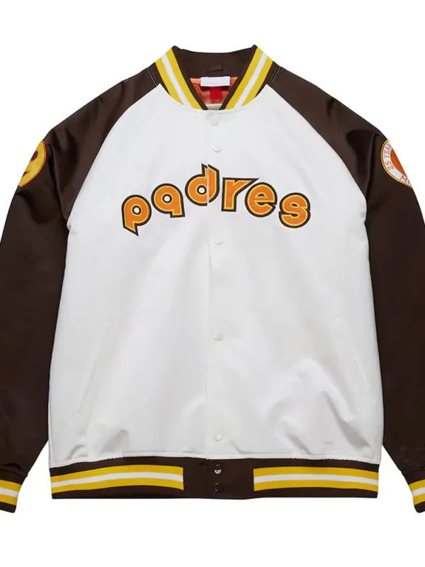 San Diego Padres Brown and White Lightweight Satin Jacket