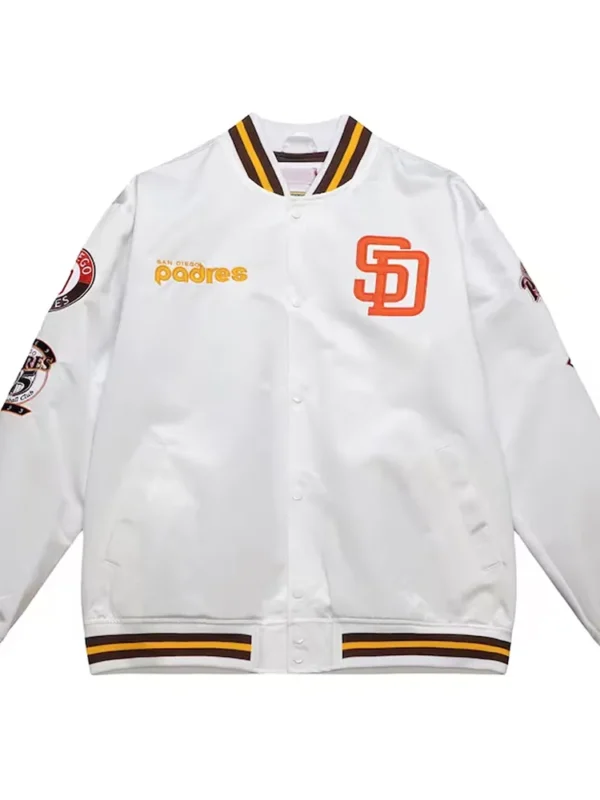 San Diego Padres City Collection White Varsity Satin Jacket