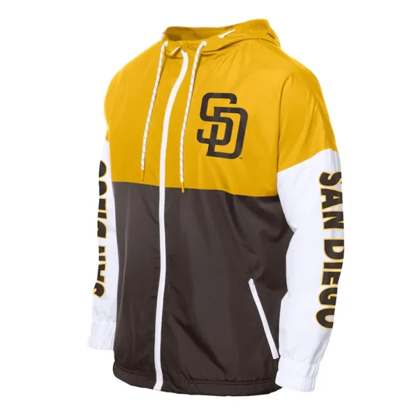 San Diego Padres Color Block Brown-Gold Hoodie Windbreaker
