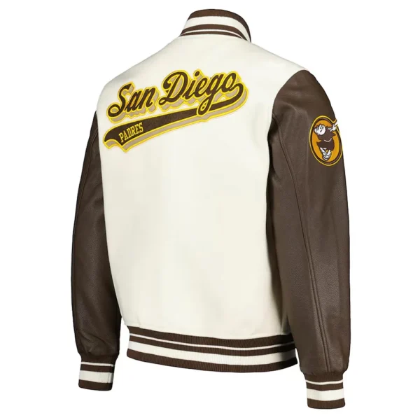 San Diego Padres Cream and Brown Script Varsity Jacket