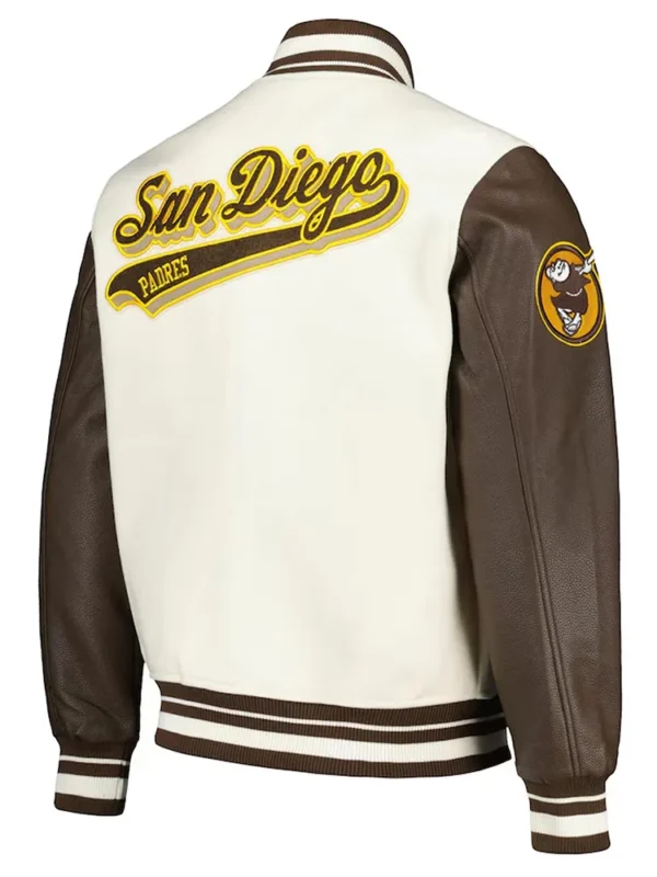 San Diego Padres Cream and Brown Script Varsity Jacket
