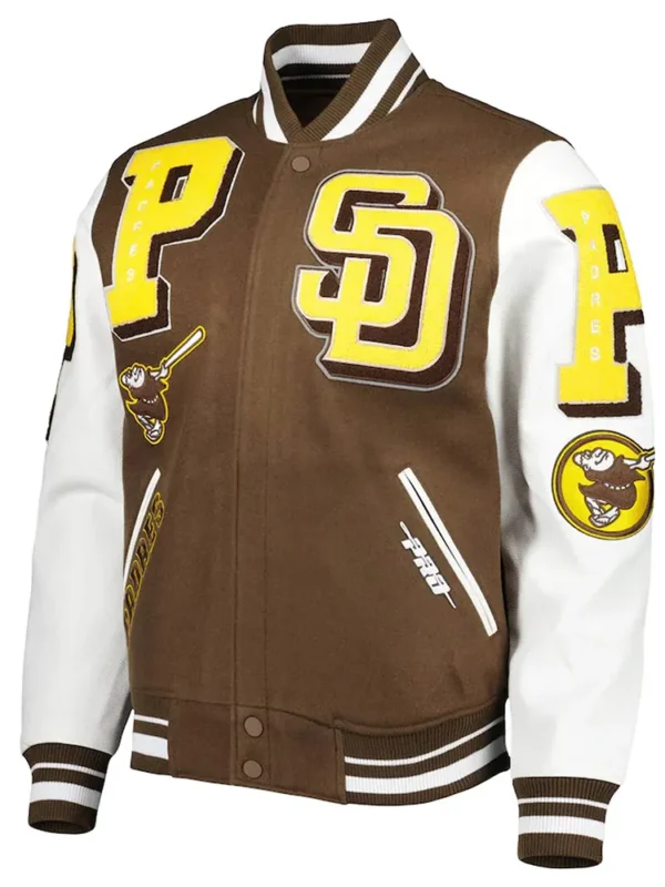 San Diego Padres Mashup Brown and White Varsity Jacket