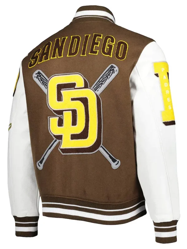 San Diego Padres Mashup Brown and White Varsity Jacket