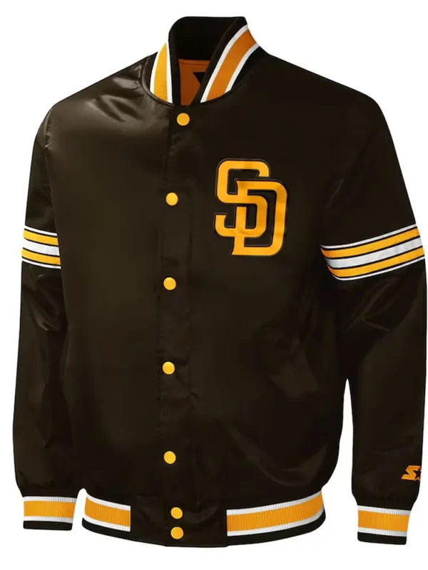 San Diego Padres Midfield Brown Varsity Satin Jacket