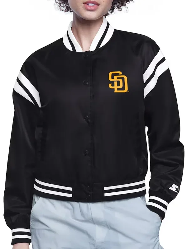 San Diego Padres Printed Logo Varsity Satin Jacket