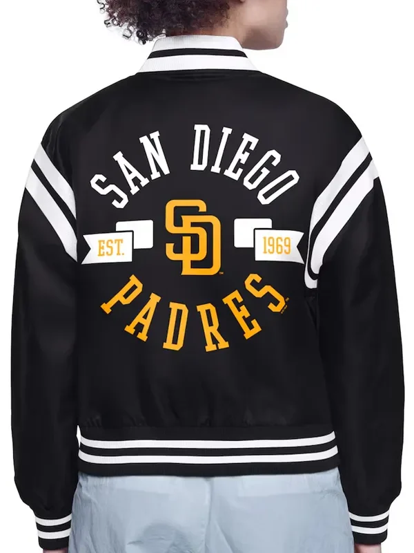 San Diego Padres Printed Logo Varsity Satin Jacket