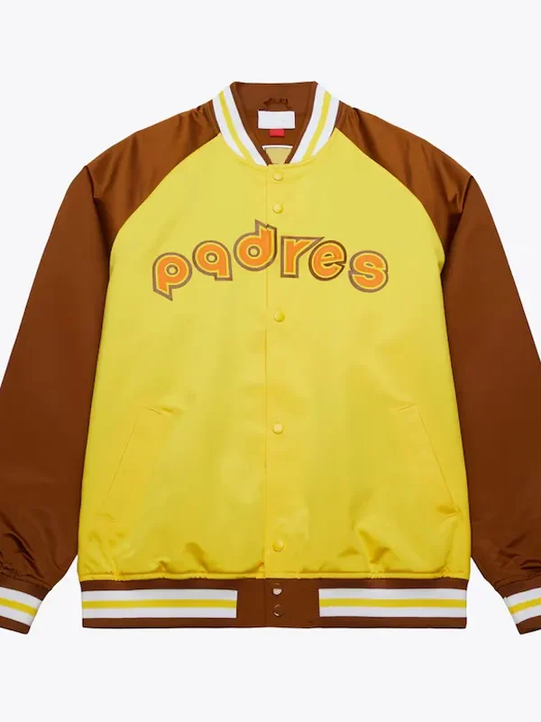 San Diego Padres Vintage Logo Double Clutch Gold Satin Jacket