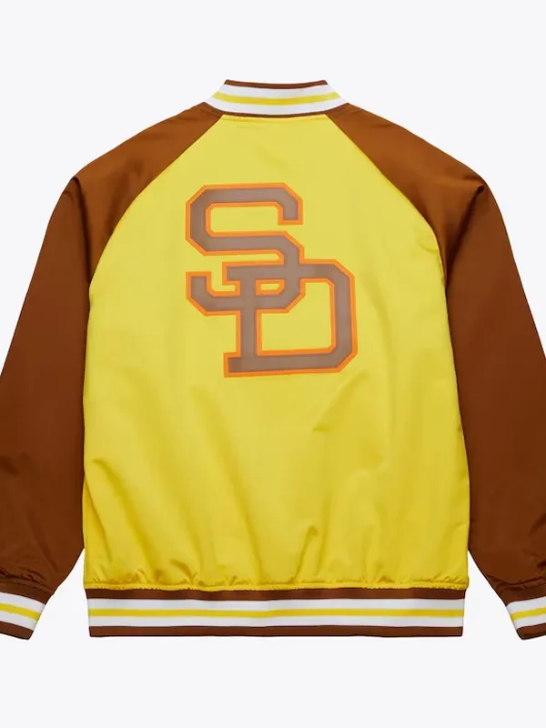 San Diego Padres Vintage Logo Double Clutch Gold Satin Jacket