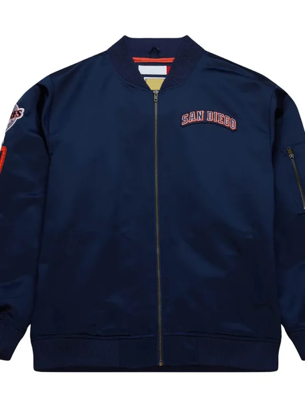 San Diego Padres Vintage Logo Navy Lightweight Satin Jacket
