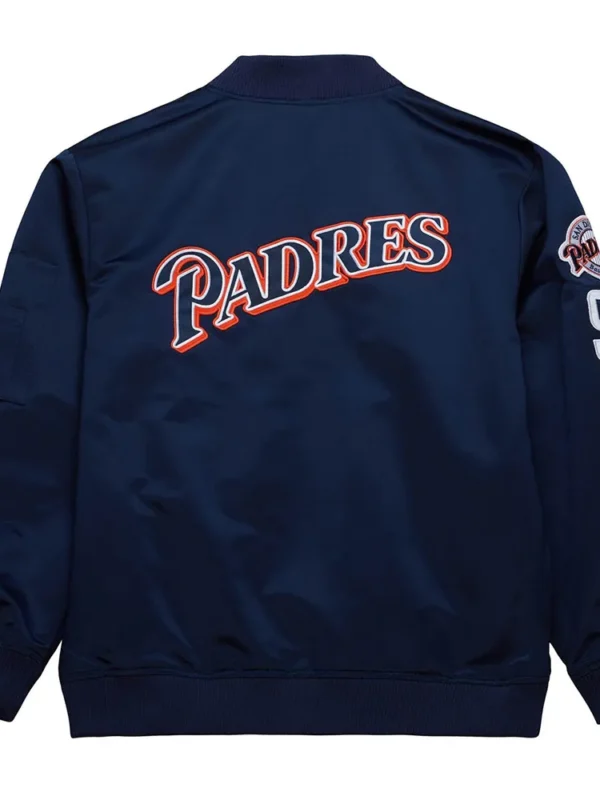 San Diego Padres Vintage Logo Navy Lightweight Satin Jacket