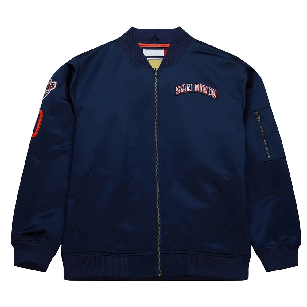 San Diego Padres Vintage Logo Navy Lightweight Satin Jacket San Diego Padres Vintage Logo Navy Lightweight Satin Jacket