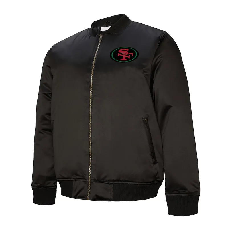 San Francisco 49ers Excellence Black Full-Zip Satin Jacket San Francisco 49ers Excellence Black Full-Zip Satin Jacket