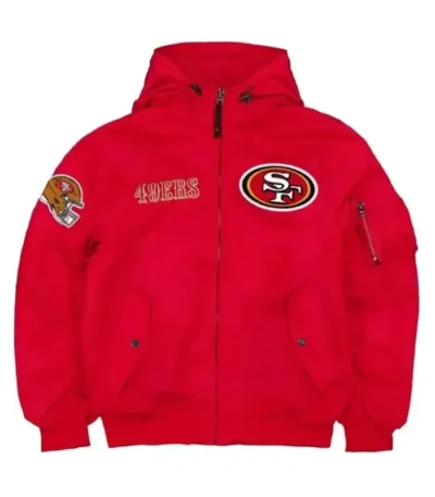 San Francisco 49ers Red Hooded Bomber Jacket