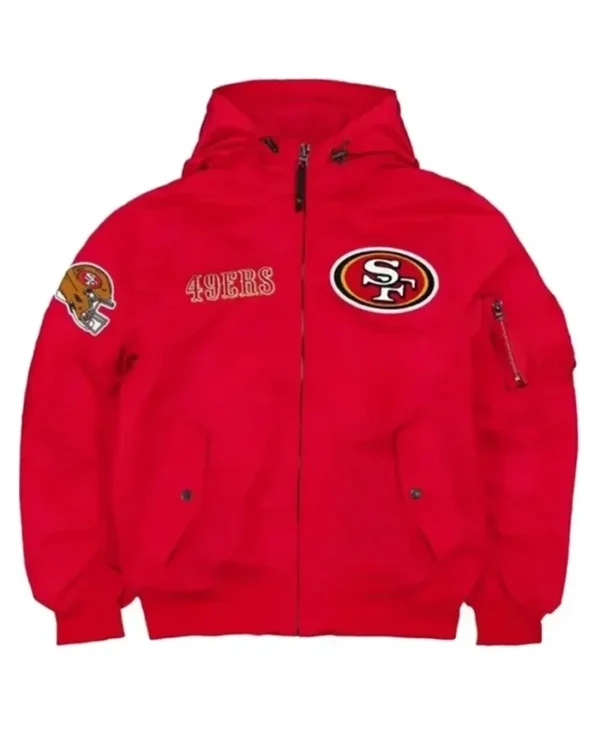 San Francisco 49ers Red Hooded Bomber Jacket
