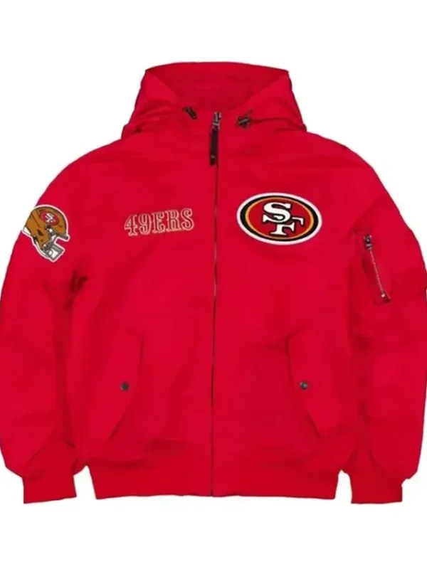 San Francisco 49ers Red Hooded Bomber Jacket