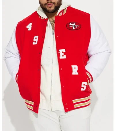 San Francisco 49ers Red/White Varsity Jacket