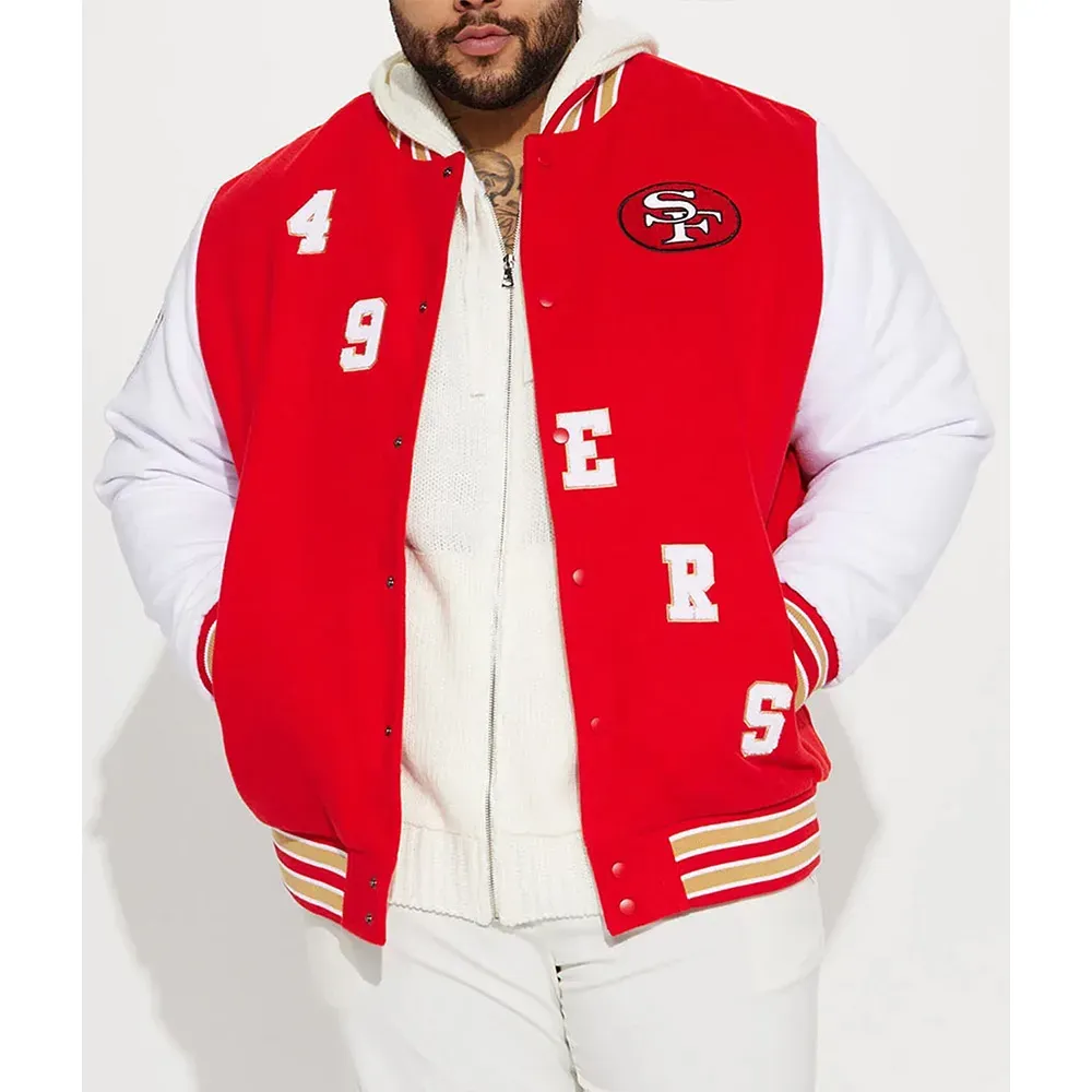 San Francisco 49ers Red/White Varsity Jacket San Francisco 49ers Red/White Varsity Jacket