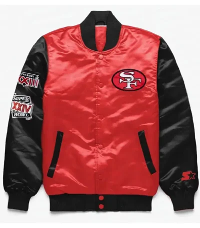 San Francisco 49ers Red and Black Satin Jacket