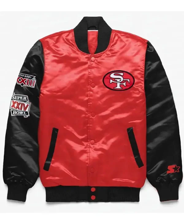 San Francisco 49ers Red and Black Satin Jacket